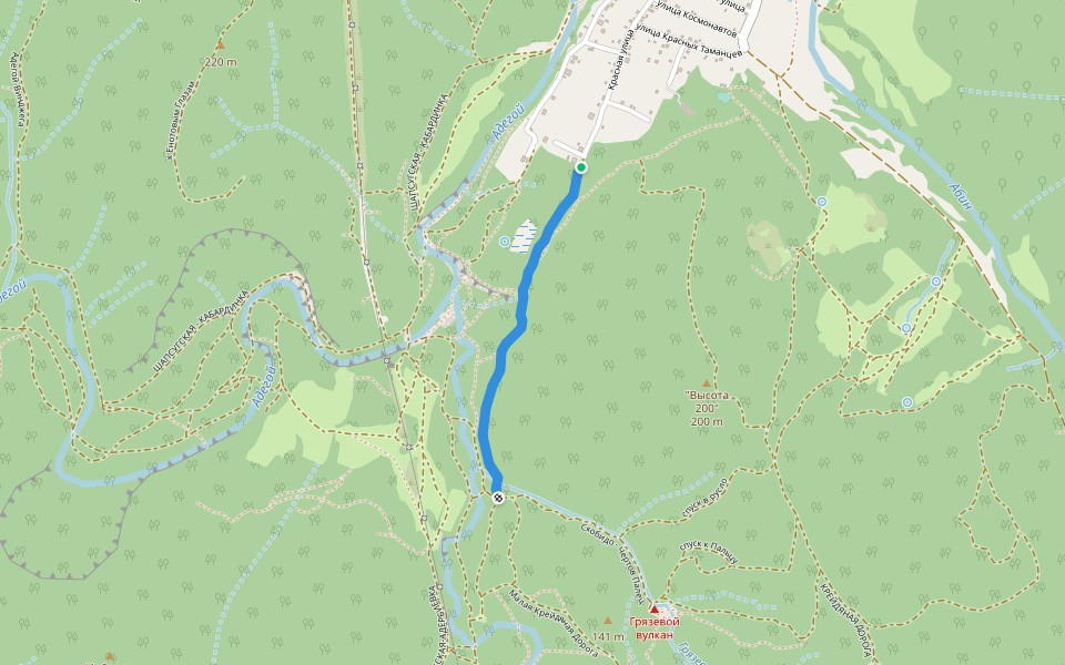 Шапсугская - Палец walking route map in Shapsugskaya