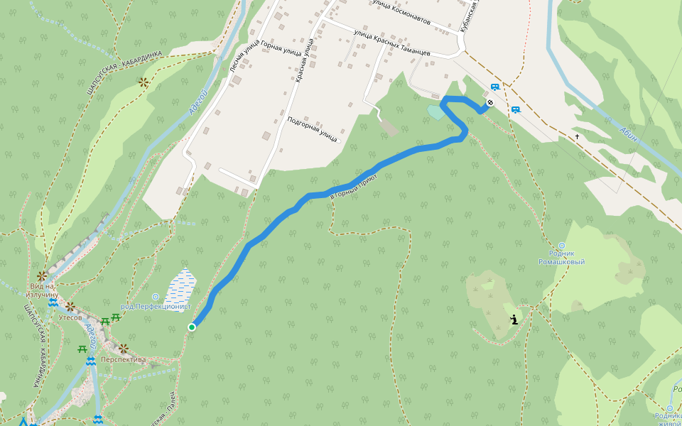 в Горный Приют walking route map in Shapsugskaya