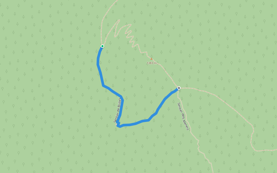 Sentier de Brilles walking route map in Thuès-Entre-Valls