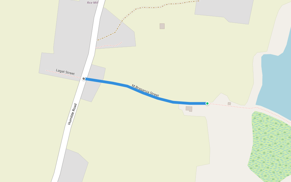 M.Braganza Street walking route map in Alaminos