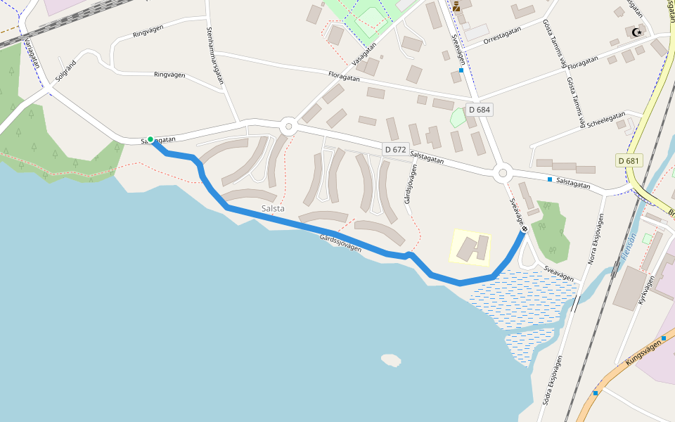 Gårdssjövägen walking route map in Flen