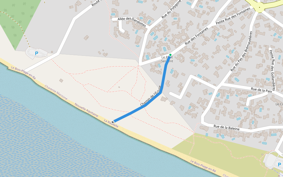 Chemin de l'Ecluse walking route map in Le Bois-Plage-en-Ré