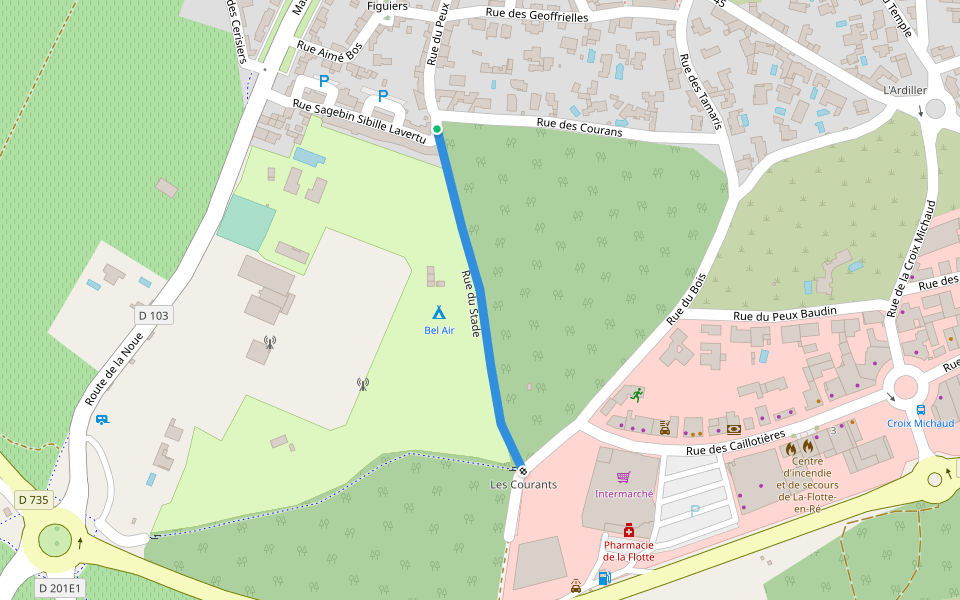 Rue du Stade walking route map in La Flotte