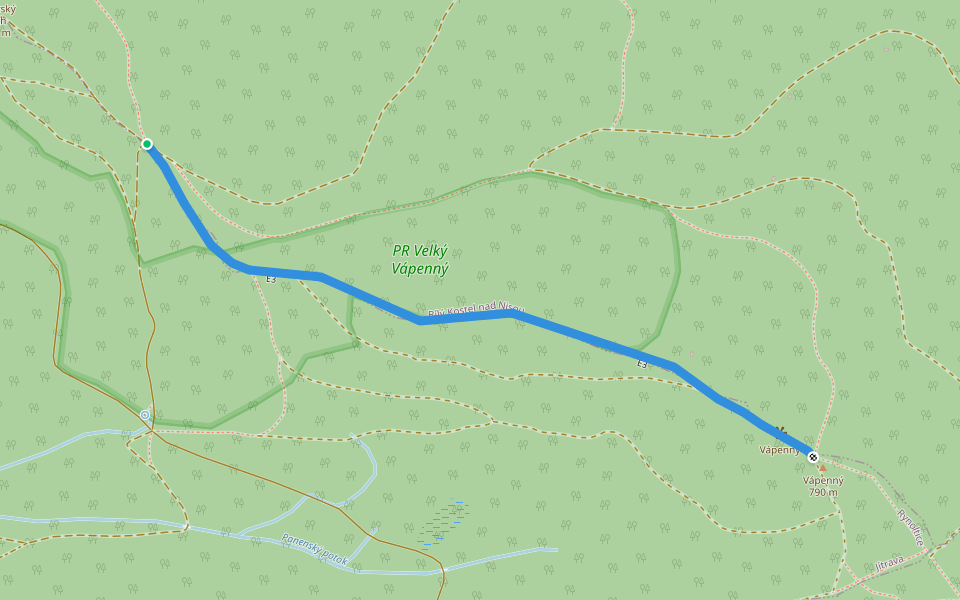 E3 walking route map in Rynoltice