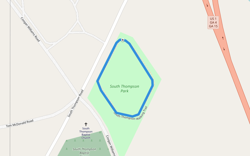 South Thompson Walking Trail walking route map in Vidalia