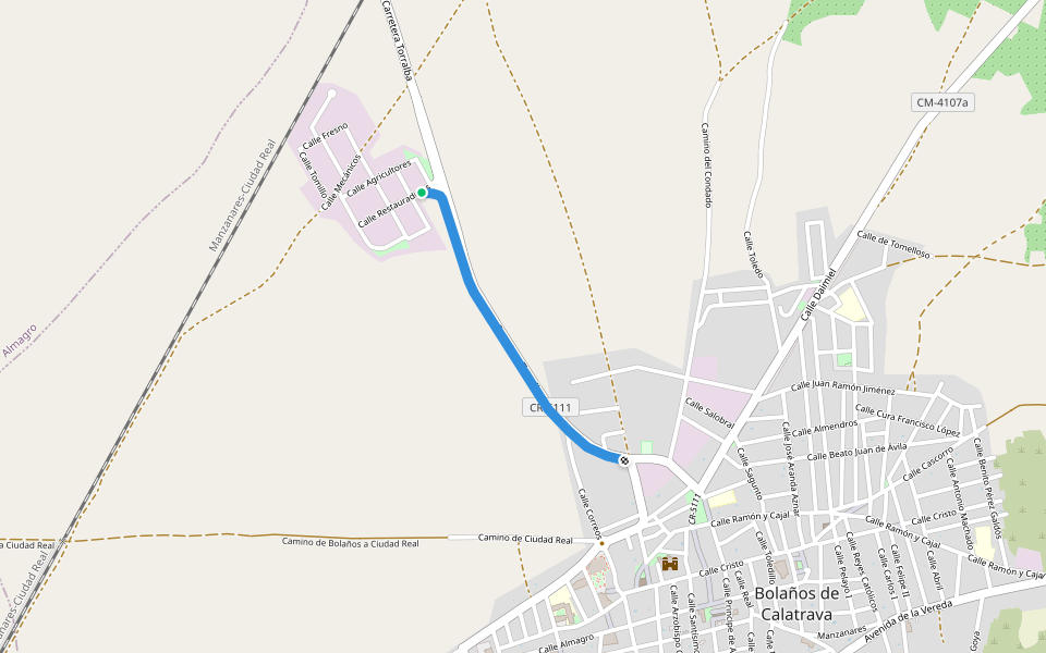Via Verde walking route map in Bolaños de Calatrava