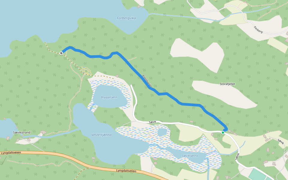 Presteveien walking route map in Farsund