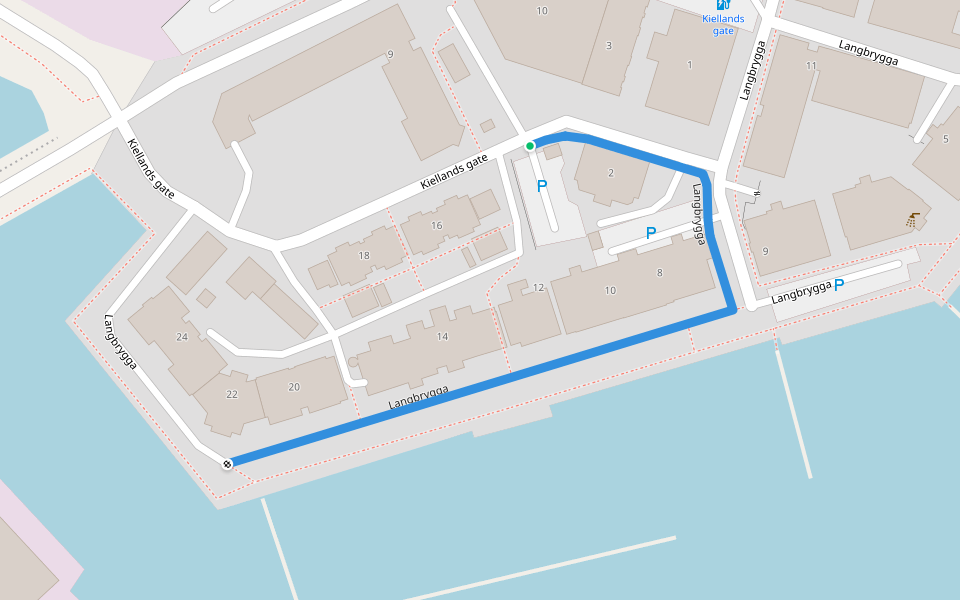 Langbrygga walking route map in Halden