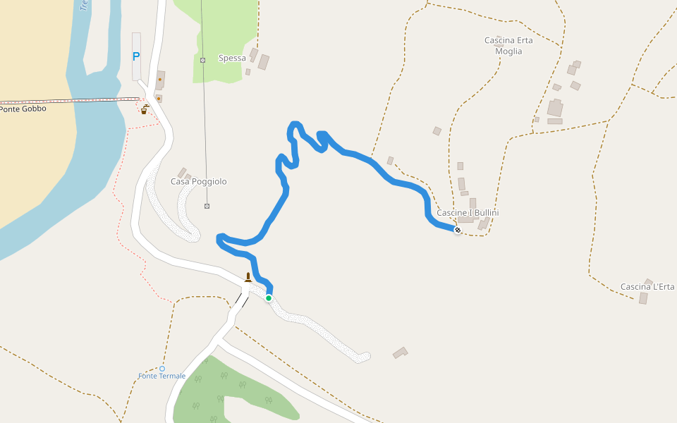 Sentiero Bobbio - Ponte Gobbo - Erta walking route map in Bobbio