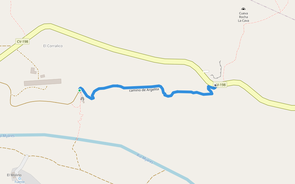 camino de Argelita walking route map in Toga