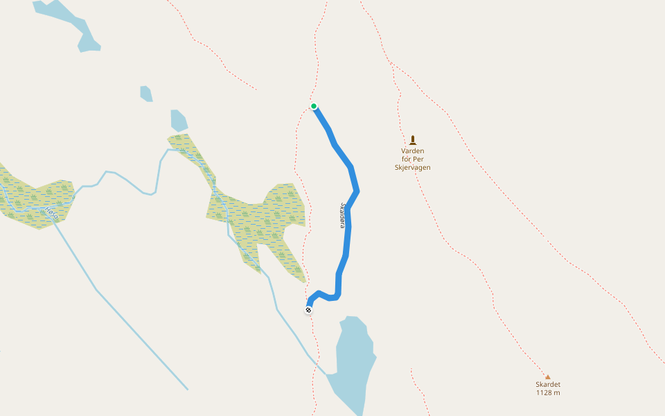 Skaldøra walking route map in Oppsal