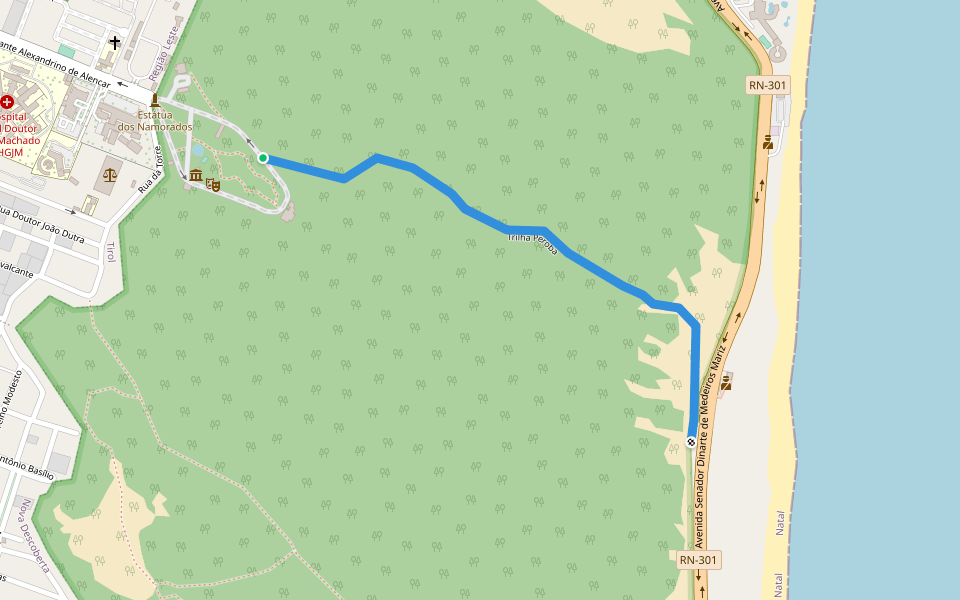 Trilha Peroba walking route map in Natal