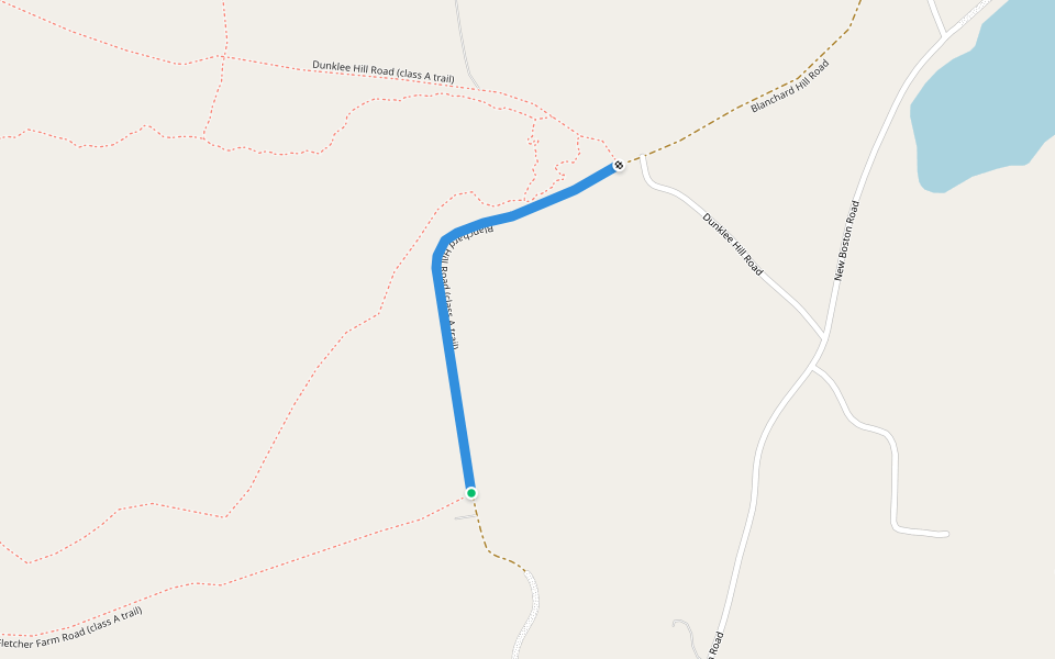 Blanchard Hill Road (class A trail) walking route map in Greenfield