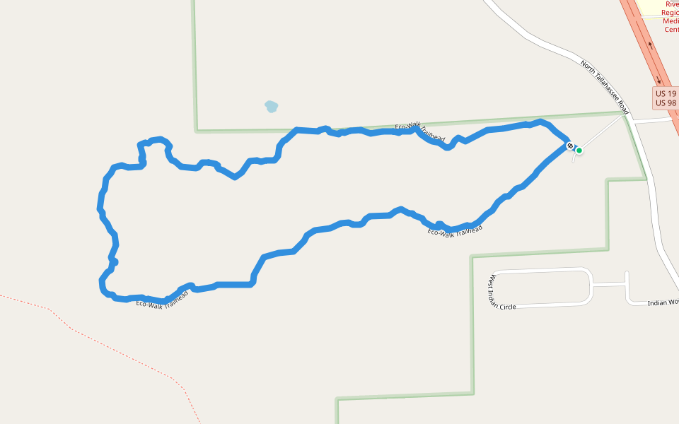 Eco-Walk Trailhead walking route map in Crystal River