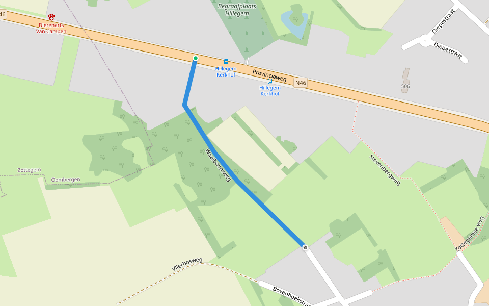 Waaiboomweg walking route map in Zottegem