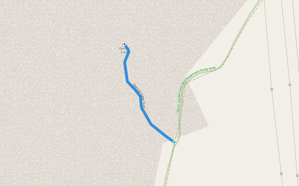 Derrick Cave Trail walking route map in Fort Rock