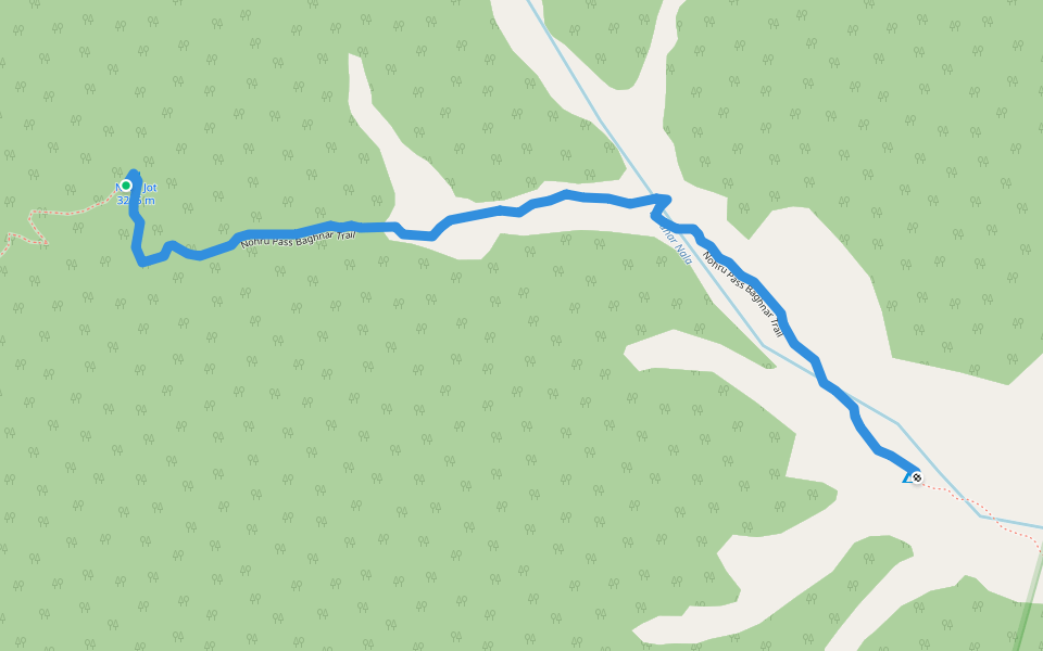 Nohru Pass Baghnar Trail walking route map in Bad Dhar