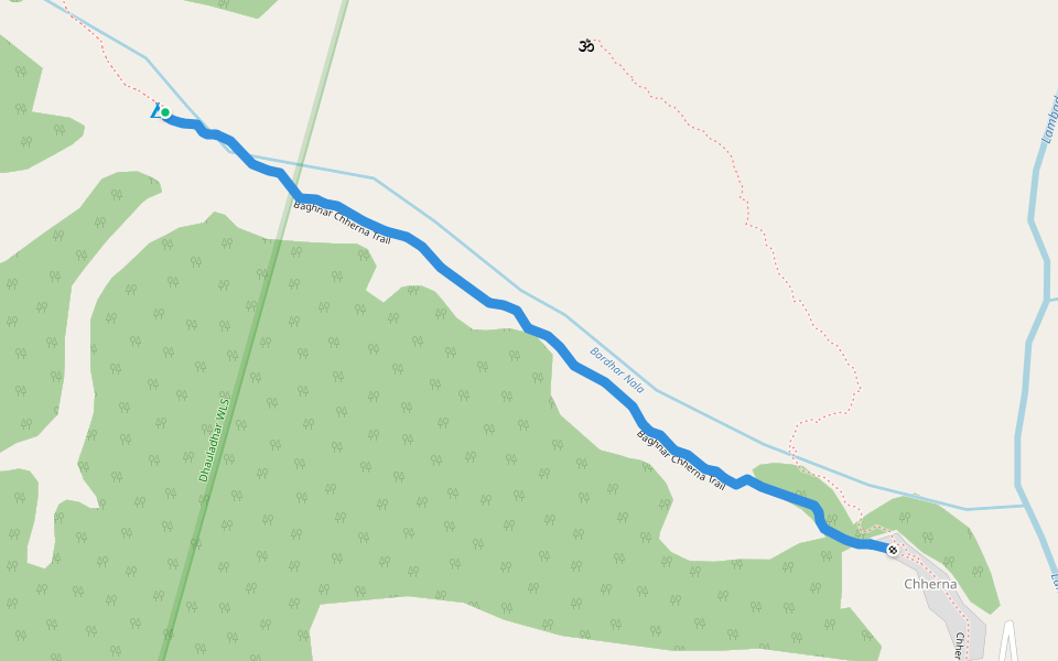 Baghnar Chherna Trail walking route map in Bad Dhar