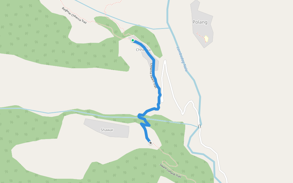Chherna Swarh Trail walking route map in Swad