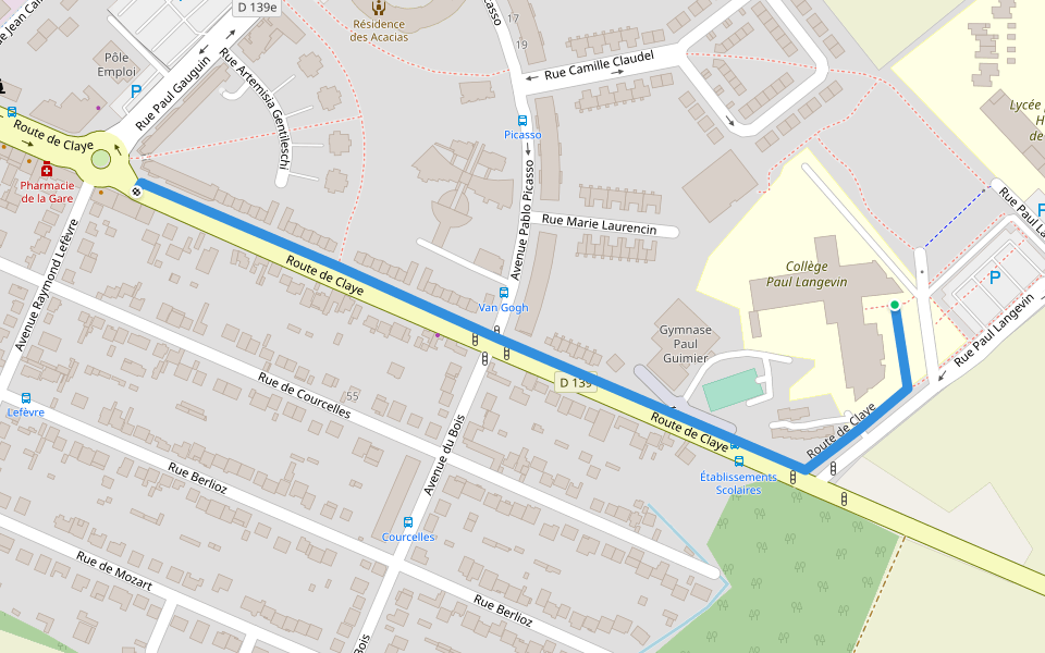 Route de Claye walking route map in Mitry-Mory