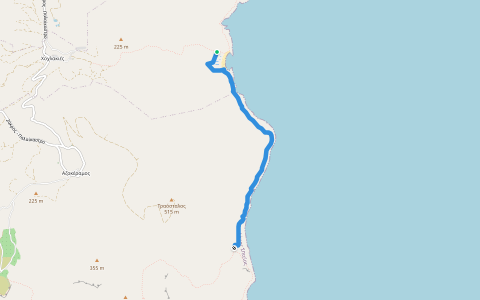 Πελεκητά - Καρούμες walking route map in Sitia