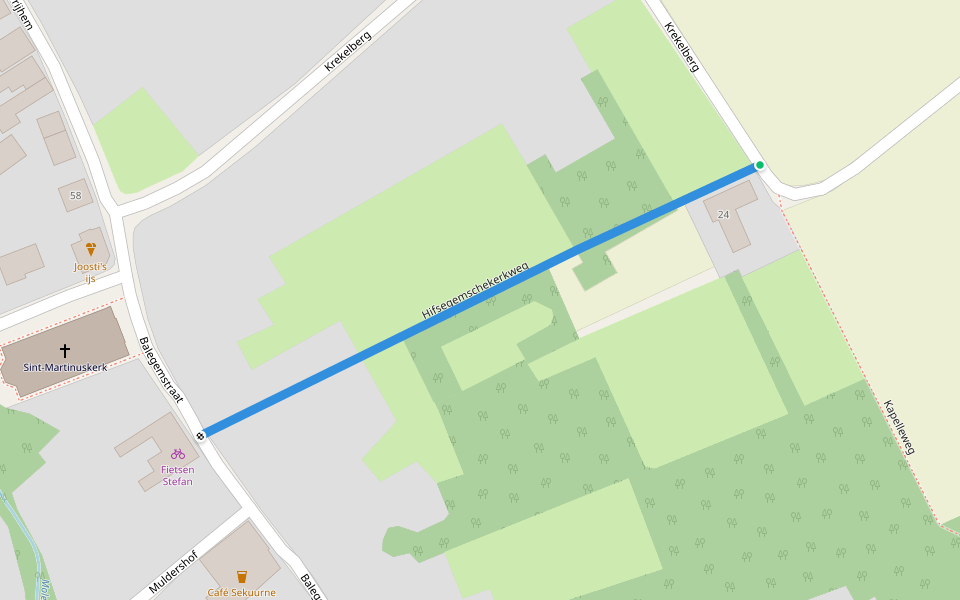 Hifsegemschekerkweg walking route map in Oosterzele