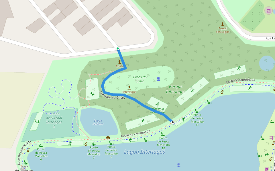 Caminho ao Cristo walking route map in Aguaí