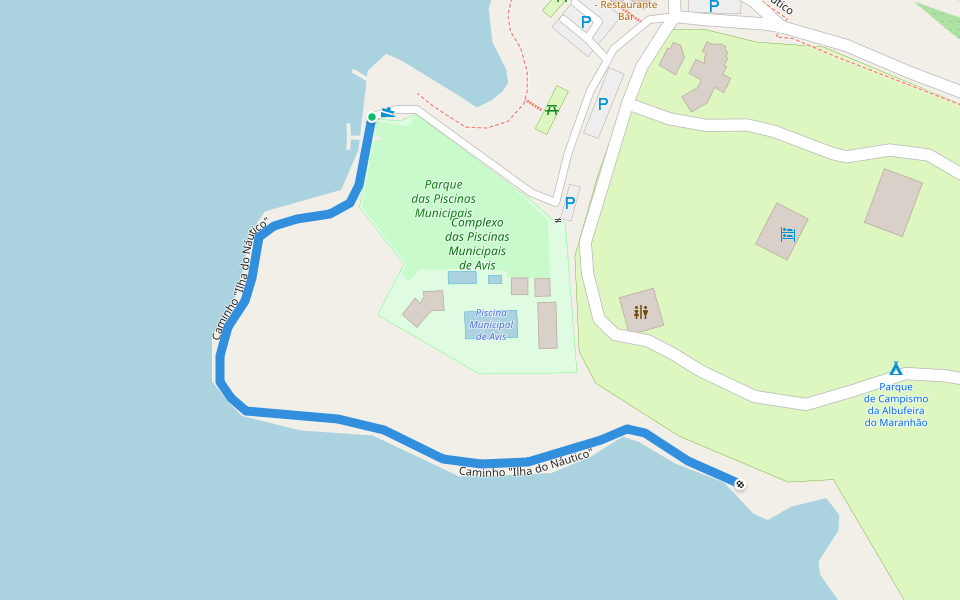 Caminho "Ilha do Náutico" walking route map in Avis