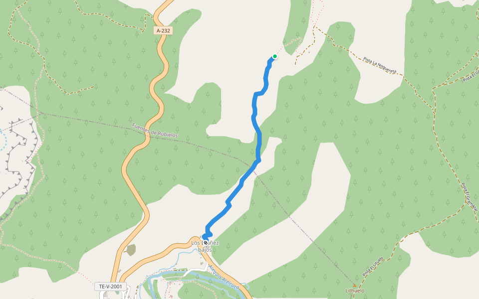 Senda Los Ibañez walking route map in Los Dines o Ibáñez Bajos
