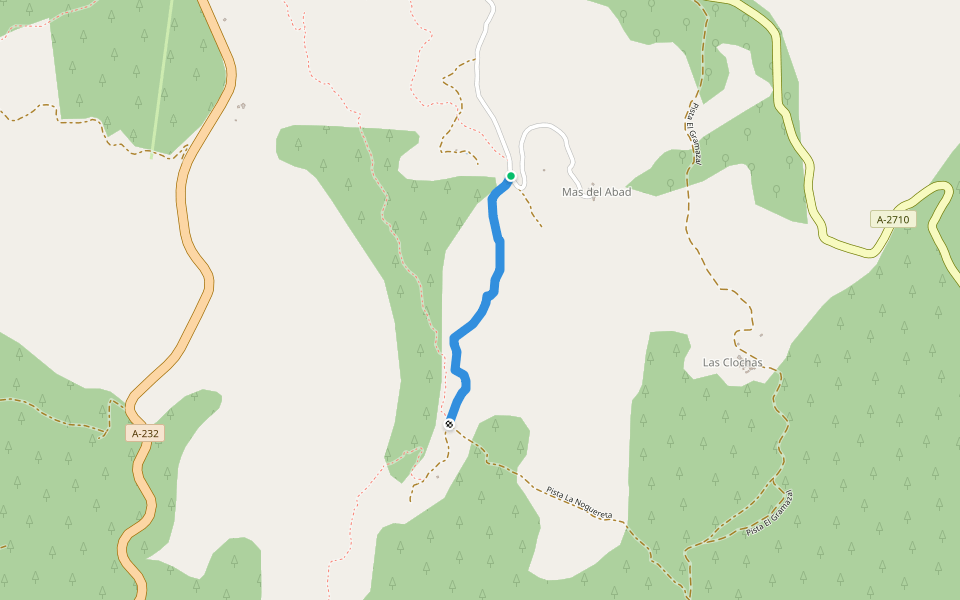 Senda Variante Ibañez 2 walking route map in Fuentes de Rubielos