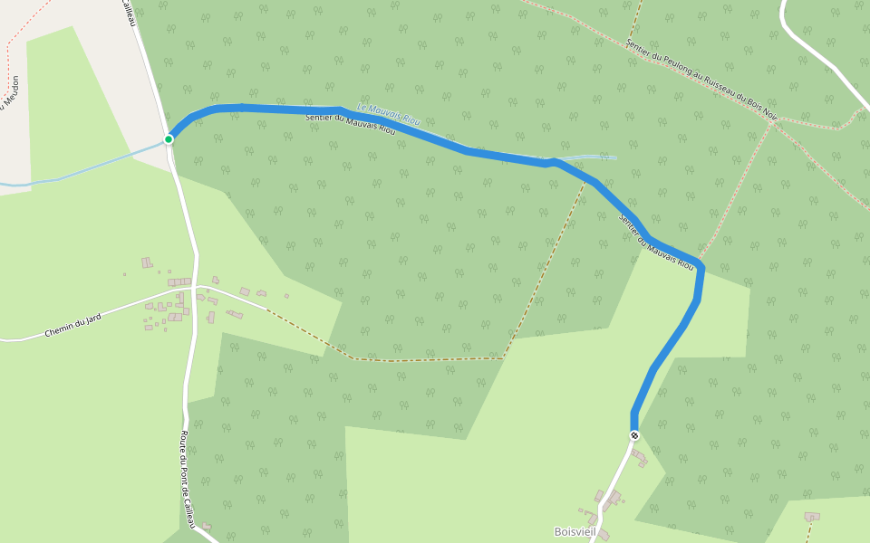 Sentier du Mauvais Riou walking route map in Laruscade
