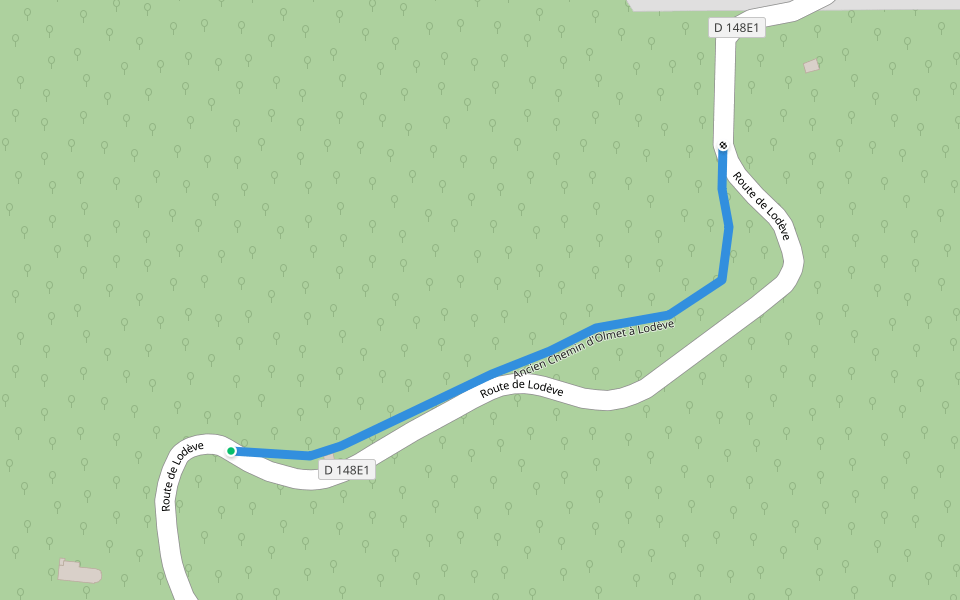 Ancien Chemin d'Olmet à Lodève walking route map in Olmet-et-Villecun