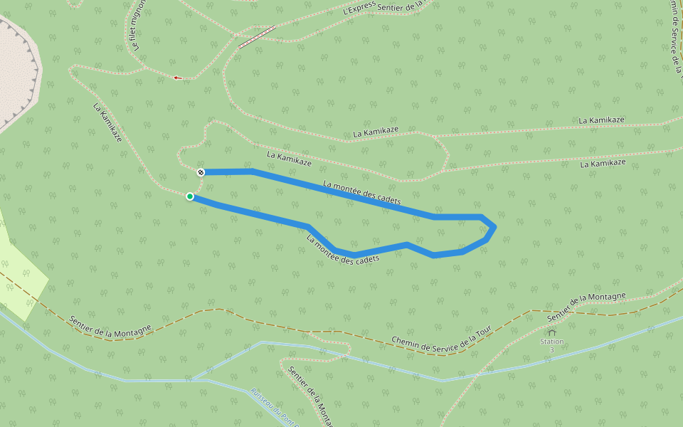 La montée des cadets walking route map in Coaticook