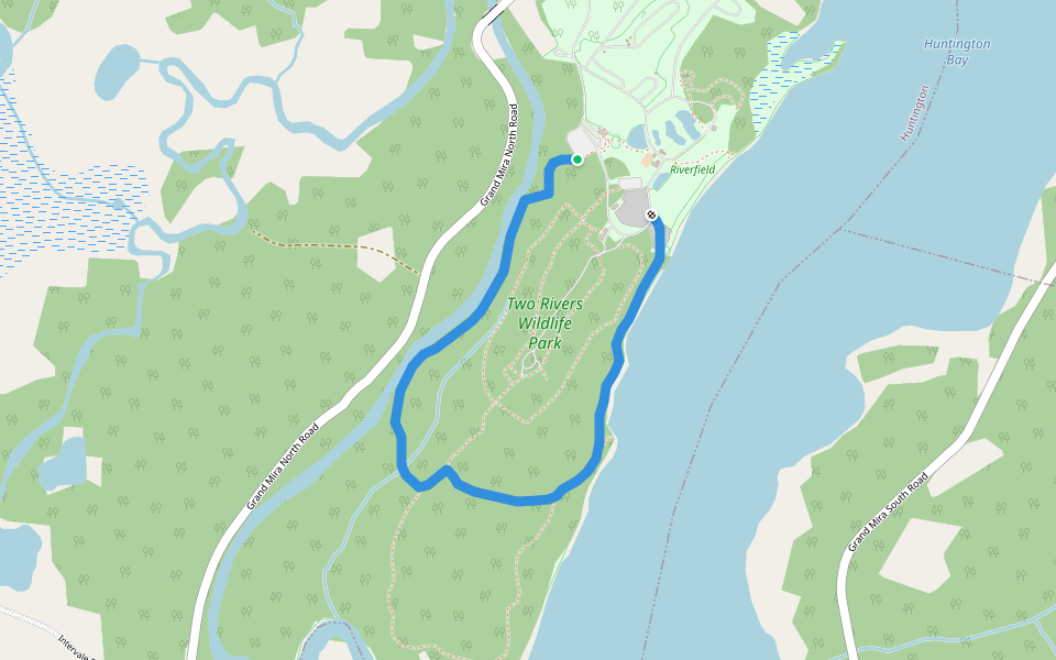 Two Rivers Short Loop Hiking Trail walking route map in Huntington