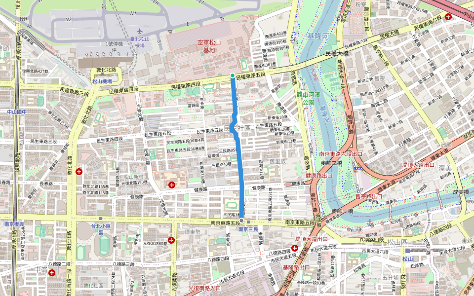 三民路 (西側) 人車共道