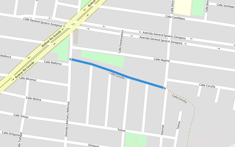 Calle Coruña walking route map in Durango