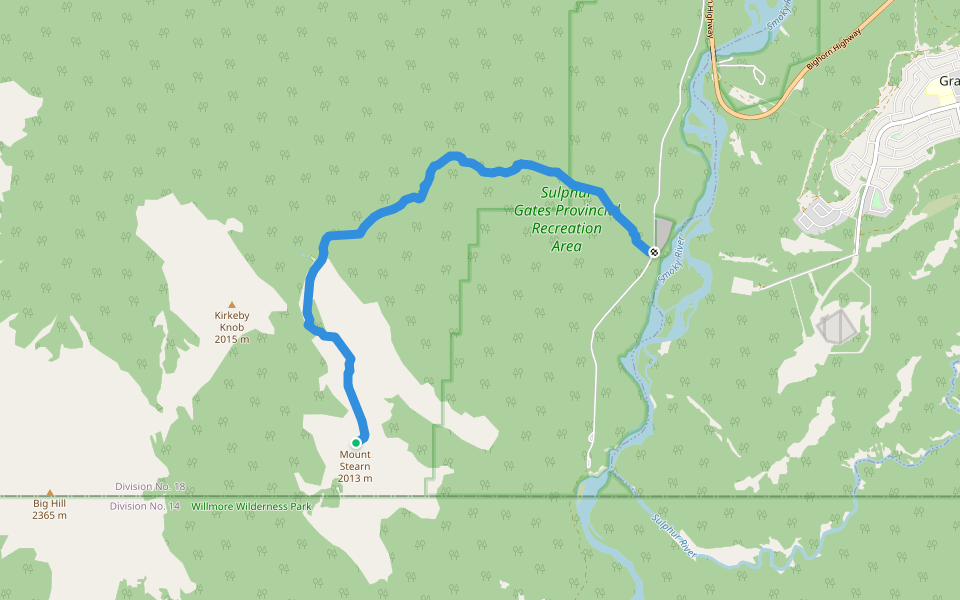 Mount Stearn Trail walking route map in Beaverlodge