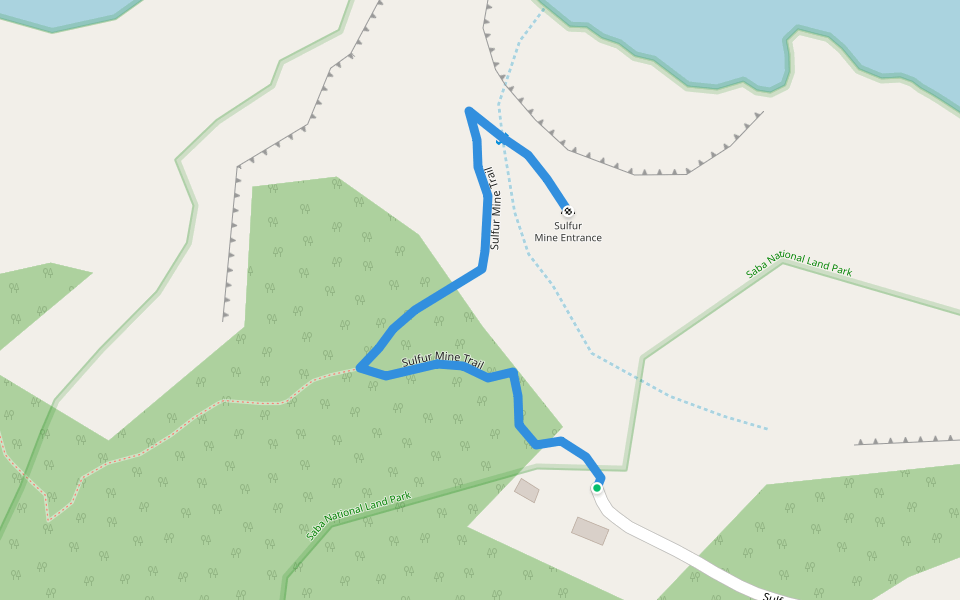 Sulfur Mine Trail walking route map in Zion's Hill