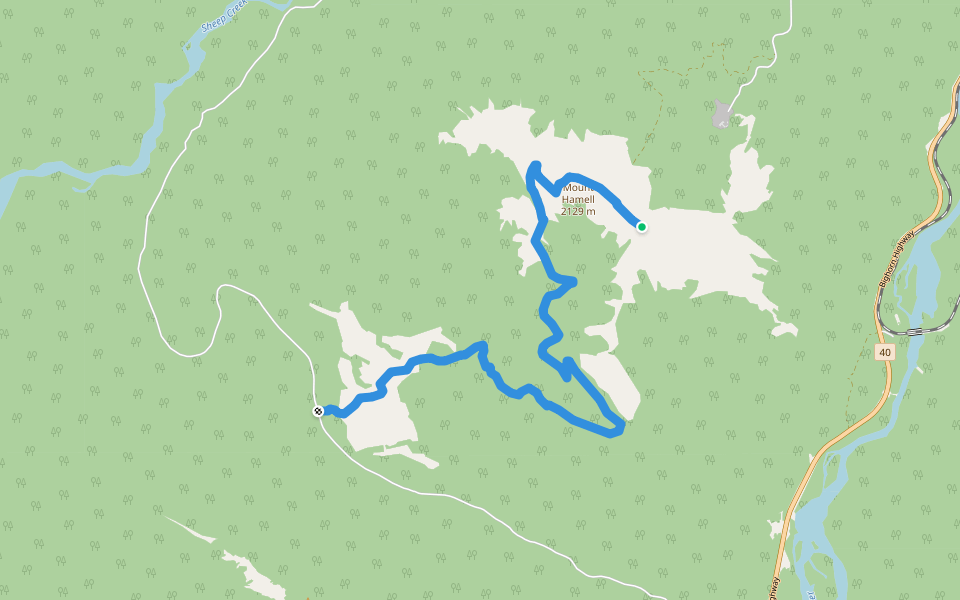 Mount Hamell Trail walking route map in Beaverlodge