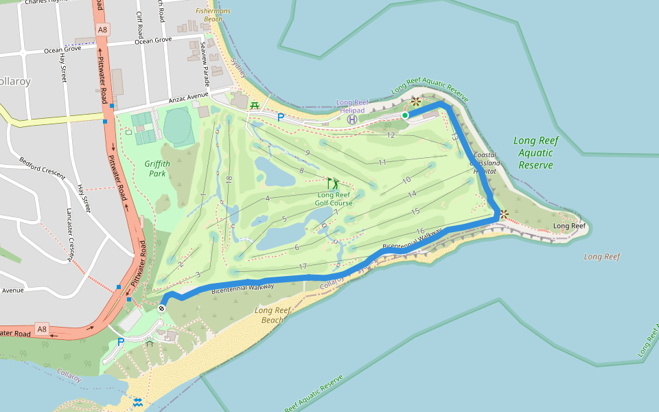 Bicentennial Walkway walking route map in Collaroy