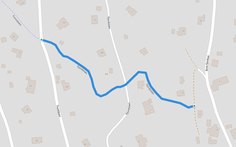 Fjordstien walking route map in Åros