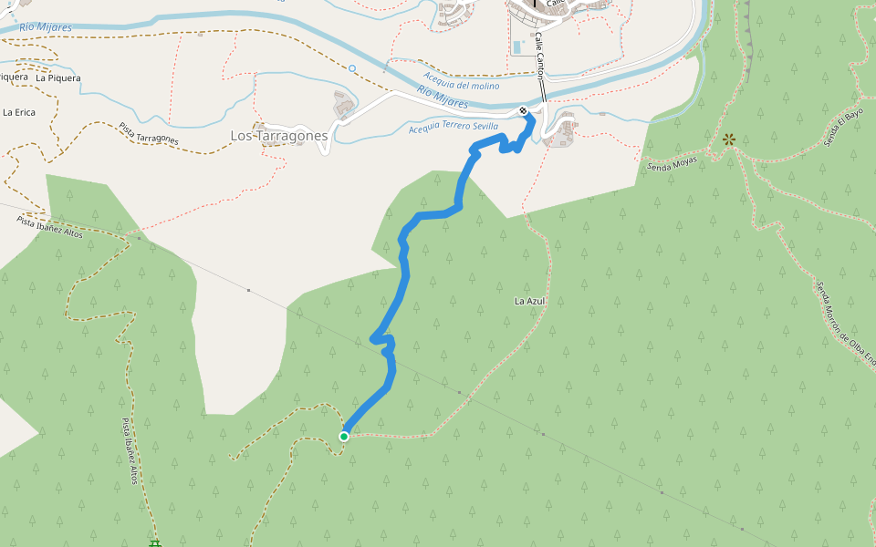 Senda Variante San Pedro walking route map in La Tosca