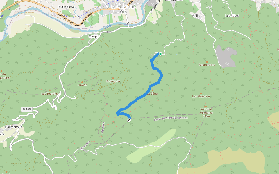 Chemin de Rossigné walking route map in Les Aires
