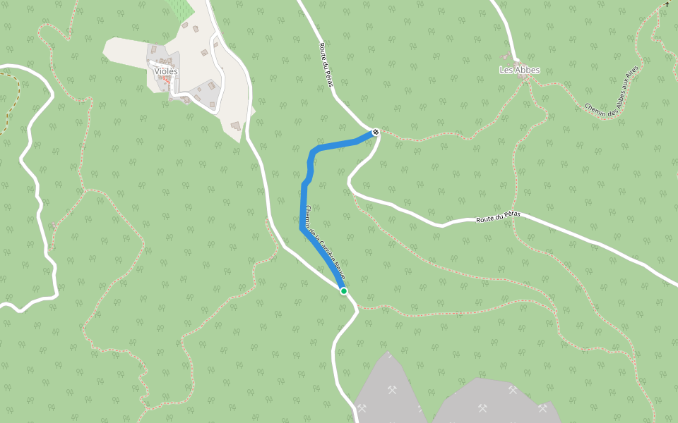 Chemin de la Carrière Neuve walking route map in Les Aires