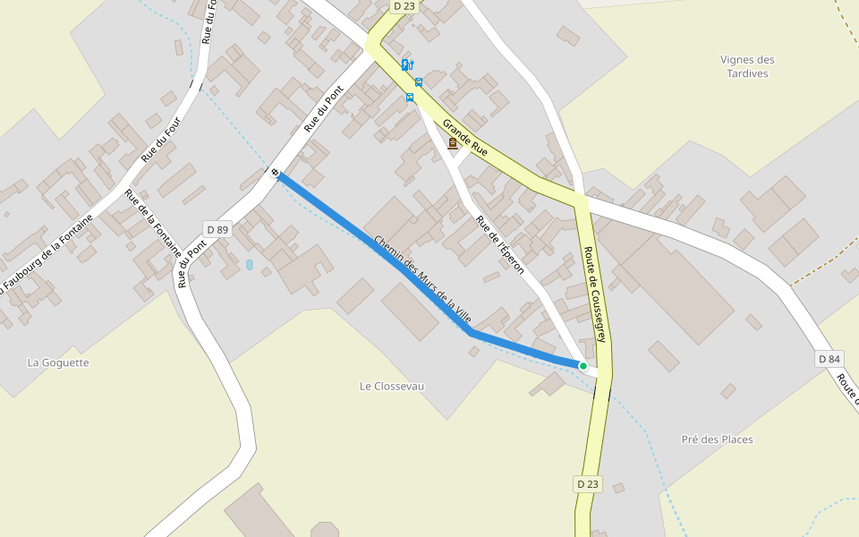 Chemin des Murs de la Ville walking route map in Bernon