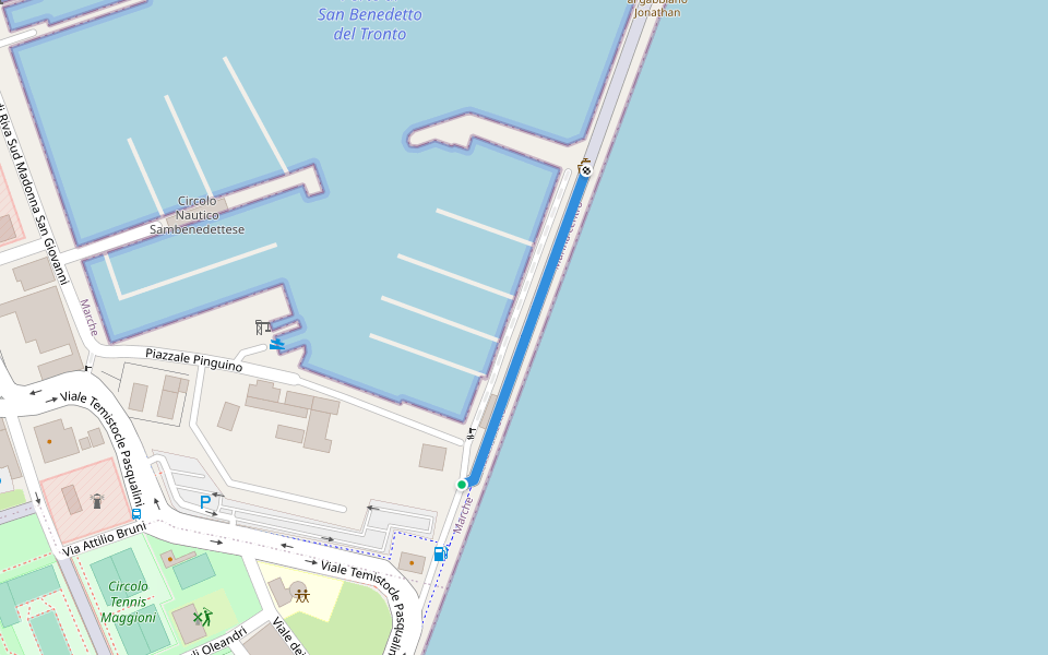 Molo sud walking route map in San Benedetto del Tronto