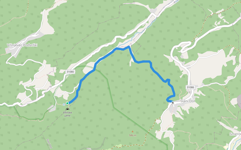 Slani dol - Noršić Selo walking route map in Breganica