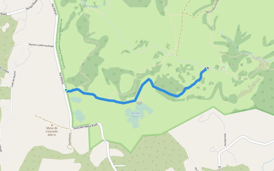 Vernal Pool Trail walking route map in Temecula