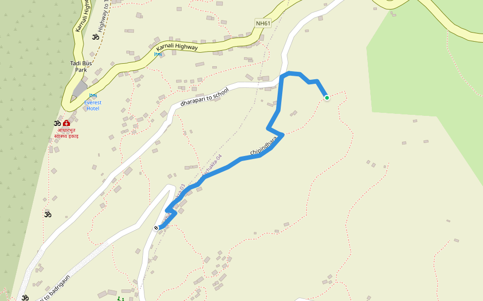 chipindhara walking route map in Manma
