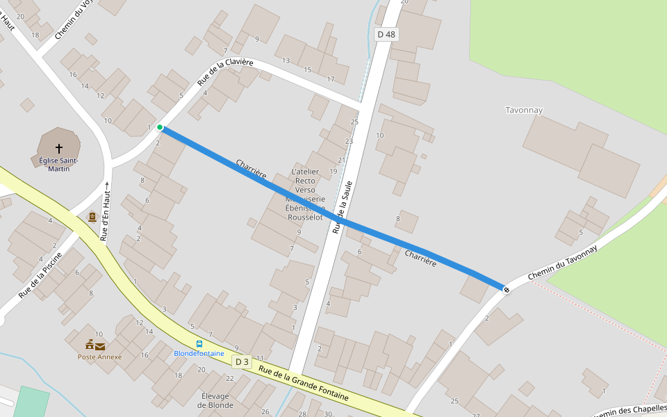 Charrière walking route map in Blondefontaine